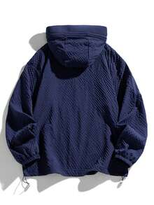 男士便携式可折叠防晒外套，海军蓝轻便透气亲肤外套 - 藍色 - 查看 3