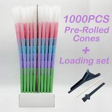 1000/200/100/50/30支/套 特大号预卷纸锥套装 | 110毫米慢燃多色专业预卷纸锥 + 吸嘴和装填器 | 高级包装管 | 吸烟 - 送给他/她的完美礼物 - 查看 1