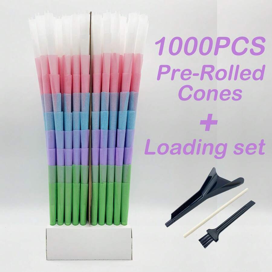 1000/200/100/50/30支/套 特大号预卷纸锥套装 | 110毫米慢燃多色专业预卷纸锥 + 吸嘴和装填器 | 高级包装管 | 吸烟 - 送给他/她的完美礼物 - 查看 1