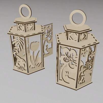 Bộ 1 giá đỡ nến hình thỏ Phục Sinh, thiết kế dạng đèn lồng, có thể mở được, thích hợp để trang trí lễ Phục Sinh, làm quà tặng lễ Phục Sinh, trang trí ngày của Mẹ.