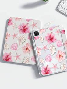 Casing Pelindung iPad Dasar Akrilik Bening Kristal Anti Guncangan Elemen Laut Merah Muda. Casing belakang dua sisi bergambar bunga, kerang, dan bintang laut kartun yang cantik dan menggemaskan ini kompatibel dengan iPad generasi ke-7, ke-8, dan ke-10 (10,2 inci). Dilengkapi slot pena bawaan, mendukung fungsi tidur/bangun, dan beberapa mode penyangga lipat, menjadikannya pilihan hadiah yang ideal untuk pesta ulang tahun atau kantor. - MultiWarna - View 2