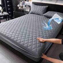 100% Waterproof Quilted Mattress Protector Cover With Elastic - Grey - View 4