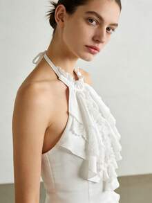 1 Pc White Retro Thin Neck Cover Court Tie, Shirt Cloth Scarf Dress Fake Collar For Ladies - White - View 6