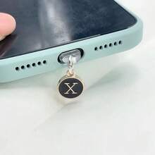 1个双面黑色26字母防尘手机塞/英文字母姓名首字母充电挂件/读卡器/兼容Type-C/Lightning（5-14）接口/情侣防尘塞 - 黑色 - 查看 47