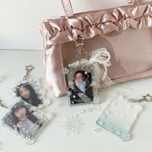 1pc Transparent Snowflake Acrylic 3-Inch Card Holder, Idol Fan Mini Card Display, Student Card Pouch - Snowflake Card Holder - View 5