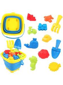13pcs/7pcs Beach Toy Set, Children Sand Box Toys Including Whale, Starfish, Shell Models, Beach Tool Set, Bucket With Net Bag, Shovel And Rake, Suitable For Boys And Girls Over 18 Months. Small Size Suitable For Backyard Party, Summer Travel, Beach - Multicolor - View 9