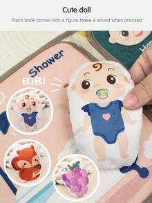 幼兒靜音忙碌書 嬰兒日常生活毛氈布活動書 時間情緒自我照顧認知蒙特梭利早教感官玩具禮物 - 彩色 - 查看 9