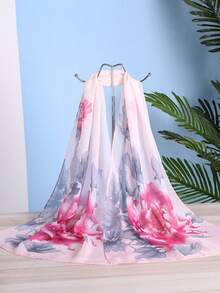 1条新款春夏简约印花轻薄真丝围巾，适合女士日常穿搭搭配 - 彩色 - 查看 3