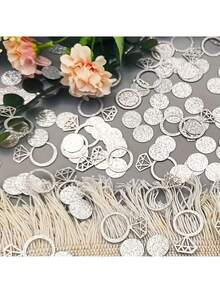 100 hạt kim tuyến hình nhẫn kim cương, thích hợp trang trí lễ cưới, tiệc cô dâu và tiệc đính hôn, tạo điểm nhấn lấp lánh cho các sự kiện và lễ kỷ niệm. - Nhiều màu - Xem 4