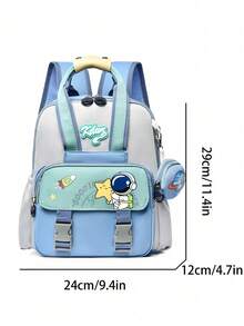 Preppy Style Backpack, New Lightweight And Comfortable, Cute Astronaut Design, Student Bag, Minimalist Versatile Campus Backpack - Shoulders - View 5