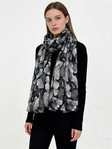 1pc Women's Camouflage Scarf/Head Wrap, Spring/Summer - Black - View 17