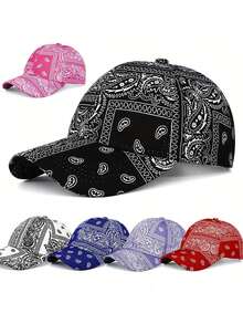 1顶春秋季韩版百搭佩斯利印花棒球帽，聚酯纤维材质 - 彩色 - 查看 8