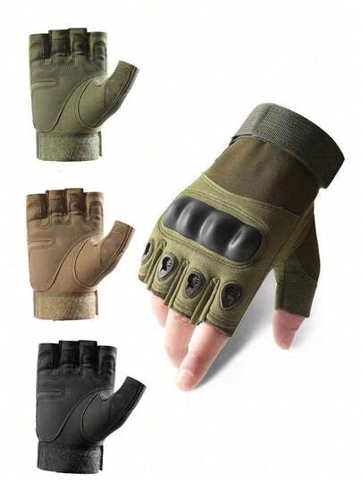1 Pair Half Finger Tactical Gloves, Non-Slip For Outdoor Cycling, Riding, Sports, Climbing, Fitness, Combat Training, Unisex