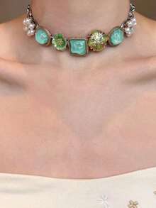 rundraw Bộ 1/2/3 chiếc vòng cổ kim loại cá nhân hóa mùa xuân/hè mới, đính đá giả ngọc trai, cỏ ba lá, ngôi sao rỗng, hạt cườm, vỏ sò, đá tự nhiên, dopamine dành cho nữ, thích hợp cho mùa hè, đi biển, dự tiệc, trang phục hàng ngày, du lịch, kỳ nghỉ, làm quà tặng cho bạn bè và người yêu. - Nhiều màu - Xem 9