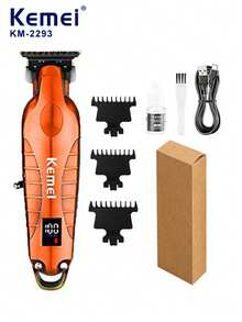Kemei 1个KM-2293男士专业电动理发器，无线USB充电式理发/胡须修剪器，合金机身高品质理发器，不锈钢刀片，带液晶显示屏，礼品电子产品 - 黑色 - 查看 13
