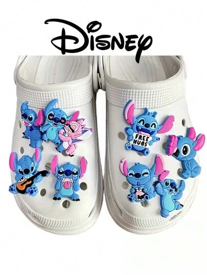 8个史迪奇鞋饰，可爱卡通鞋饰，PVC材质，适合儿童、青少年和成人，DIY手链配件，史迪奇粉丝礼物