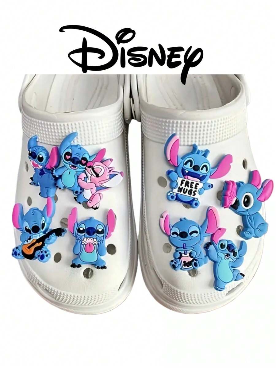 8 chiếc mặt dây chuyền hình Stitch, mặt dây chuyền hoạt hình dễ thương cho giày bít mũi, mặt dây chuyền trang trí giày bằng PVC cho trẻ em, thanh thiếu niên và người lớn, phụ kiện vòng tay tự làm, quà tặng cho người hâm mộ Stitch.