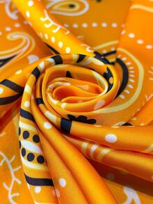 1 件复古佩斯利花纹腰果头巾薄款防晒披肩女士发巾仿丝绸方巾手提包头巾适合海滩、街头、日常、度假、装饰丝带。 - 黃色 - 查看 4