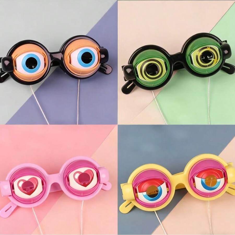 1pc Crazy Eyes Funny Novelty Creative Gag Glasses, Random Color - Multicolor - View 1