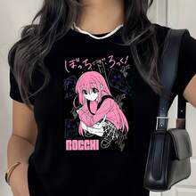 Camiseta de Hitori Gotou Bocchi The Rock Yamada, Nijika Ijichi Anime Girl A - Negro - Ver 8