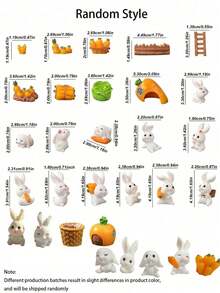 10个迷你兔子和胡萝卜摆件，复活节兔子迷你树脂动物花园微型装饰品，复活节彩蛋DIY蛋糕家居装饰工艺品 - 彩色 - 查看 7