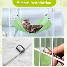 Pet Cage Hammock, Mesh Cat Bed With Adjustable Straps, Blue And Green, Breathable 3D Mesh Material, Metal Clips, For Cat Crates And Kennels - M:40*50cm - View 6