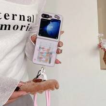 Glossy Sausage Dog Foldable Phone Case With Lanyard, Cute Cartoon Protective Cover For Samsung Galaxy Z Flip3 5G/Galaxy Z Flip 4 5G/Galaxy Z Flip 5 5G/Galaxy Z Flip 6 5G/Galaxy Z Flip 7 5G - Multicolor - View 5