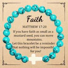 Vòng tay thánh giá bằng đá tự nhiên 8mm, quà tặng Cơ Đốc giáo, mặt dây chuyền thánh giá, trang sức tôn giáo, quà tặng chúc phúc tâm linh cho lễ rửa tội, lễ xác nhận đức tin, unisex. - Nhiều màu - Xem 1