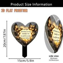 2D Flat Butterfly & Floral Garden Decor Sign, Suitable For Lawn, Cemetery, Flower Bed, Outdoor Decoration - Bronze - View 3