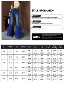 High Waist Elastic Black Flare Jeans, Y2K Style Washed Flare Pants, Elegant Retro Sexy Flare Pants, Summer 2026 - 深色洗 - 查看 6