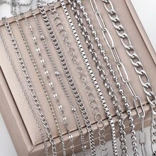 2m Stainless Steel Cross & O-Ring Lip Chain, Multi-Style Steel Color Stainless Steel Chain, Suitable For DIY Jewelry Making Bracelets Necklaces Accessories - 2 Meters - View 5