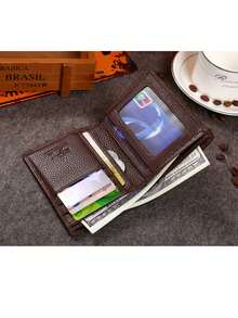 Fashion Men Wallet Genuine Leather Short Design Male Pocket Card Holder Wallet - Brown - View 6