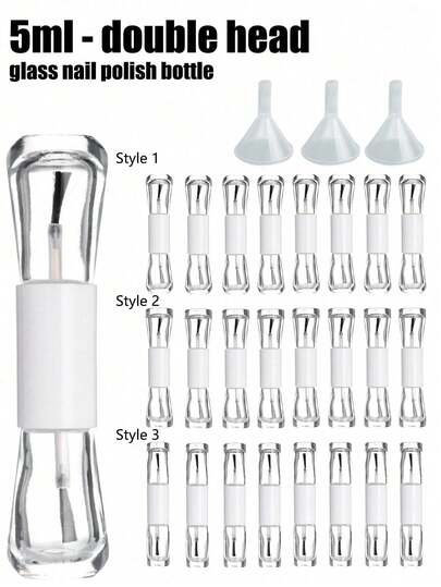 5ml Double Head Glass Nail Polish Bottle, Sub Packed Nail Polish Bottle,Lip Gloss Bottle, Empty Mixed Bottle With Brush Glass Nail Glue Container Repair Container - Reusable Leak Proof Nail Glue, Perfume, Cream, Oil, Lotion Container | Mini Portable Organizer For Gym, Beach, Holiday, Vice Pilgrimage And Pilgrimage Travel,Back To School, Camping, Cosmetics Storage ,Travel Accessories, Gift Sets,Mother's Day Gift,Summer Necessities