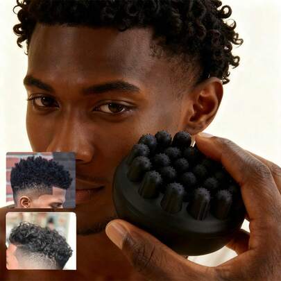 可水洗橡胶非洲卷发海绵刷，适合发型师和日常使用，适用于普通卷发，专业美发工具配件，卷发/直发两用刷，返校/旅行必备，女士美发配件，倒梳，发型师配件，吹风机，头发，发型师，美发工具