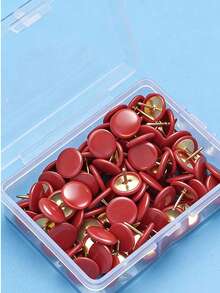 100pcs Red Plastic Coated Pushpins, Flat Head Office Bulletin Board Photo Wall Pins - 100 Thumbtacks - View 4