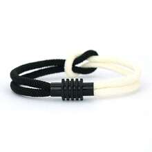 Men's Rope Bracelet With Infinity Knot, Contrast Color Survival Bracelet, Gift For Men - Beige - View 3