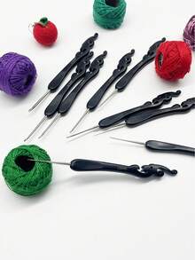9pcs Lace Crochet Hook Set, 0.8-2.5mm With Carved Black Handles, Classic Design Combined With Fashionable Crocheting, Suitable For DIY Super Fine Yarn And Lace Projects - Black Lace Crochet Hook - View 8