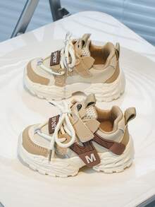 1 đôi giày thể thao đế dày bằng da mới cho trẻ em, đế mềm chống trơn trượt, giày thể thao thường ngày cho bé trai và bé gái. - Màu Khaki - Xem 4