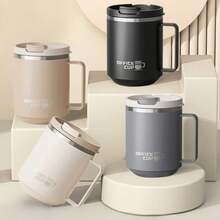1 cốc cà phê bằng thép không gỉ 304 dung tích 500ml có nắp và tay cầm, cốc giữ nhiệt hai lớp di động, chống bỏng và chống rò rỉ, cốc đựng sữa cà phê dung tích lớn, thích hợp cho học sinh và người lớn sử dụng tại nhà, trường học, ký túc xá, văn phòng, cắm trại ngoài trời, dã ngoại, du lịch, mang đi học. - Nhiều màu - Xem 2