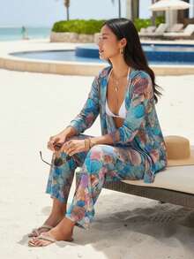 Pearl Beach Cover-Up - Shirt And Adjustable Tulle Pants Set | Summer 2026 - Resort Fashion Blogger Style - 藍殼 - 查看 2