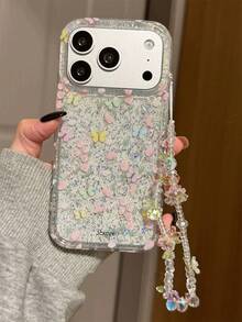 Ốp lưng điện thoại trong suốt đính sequin lấp lánh họa tiết hoa bướm mùa xuân dễ thương, tương thích với iPhone 17 Pro Max, 17 Pro, 17, 16 Pro Max, 16 Pro, 16, 15 Pro Max, 15 Pro, 15, 14 Pro Max, 14 Pro, 14, 13 Pro Max, 13 Pro, 13, 12 Pro Max, 12 Pro, 12, 11. Có thêm vòng tay hoa xinh xắn, chống rơi vỡ, chất liệu mềm mại, lý tưởng cho nữ. - hoa bướm - Xem 3