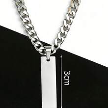 1 Pc Custom Name Stainless Steel Cuban Chain Square Pendant Necklace - Multicolor - View 12