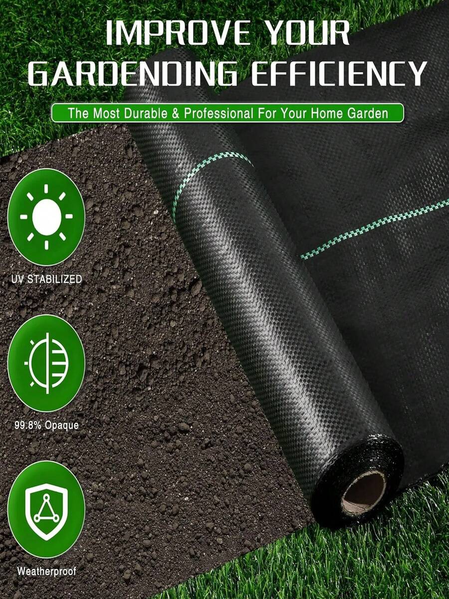 Geotextil antimalla para control, malla agrícola antimalla, tela de acolchado de invernadero permeable al agua - negro - Ver 1