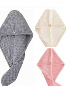 1/3pcs Ultra-Fine Fiber Hair Drying Towel/Cap, High-Quality Quick-Drying Super Absorbent Soft & Comfortable Hair Wrap, Suitable For Frizzy, Curly, Damaged Hair, Essential For Bathroom, Home, Travel, Gym (Multi-Color Set), Summer Hair Turban - Multicolor - View 12