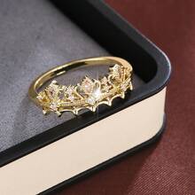 1 chiếc nhẫn thiết kế hình vương miện thanh lịch đính đá Cubic Zirconia dành cho nữ - Nhiều màu - Xem 9
