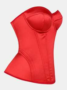 Corpete Vermelho, Corpete Ajustado Minimalista e Elegante que Afina a Cintura, Adequado para Bailes, Festivais de Música e Uso Diário - Vermelho - Visão 2