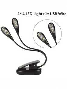 1 pezzo Lampada da lettura regolabile a 2 braccia con 4 LED - Lampada da scrivania portatile a batteria con braccio flessibile, ideale per viaggi e camera da letto, design elegante nero, lampada da comodino - Bicefalo - Visualizzare 10