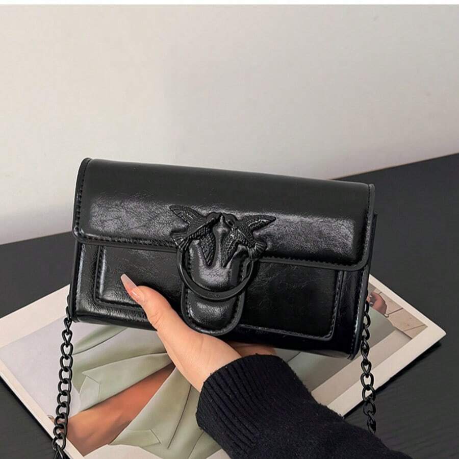 Women's Y2K Shoulder Bag, Cute Mini Crossbody Bag With Top Handle And Snap Closure, Punk Style Handbag - Black - View 1