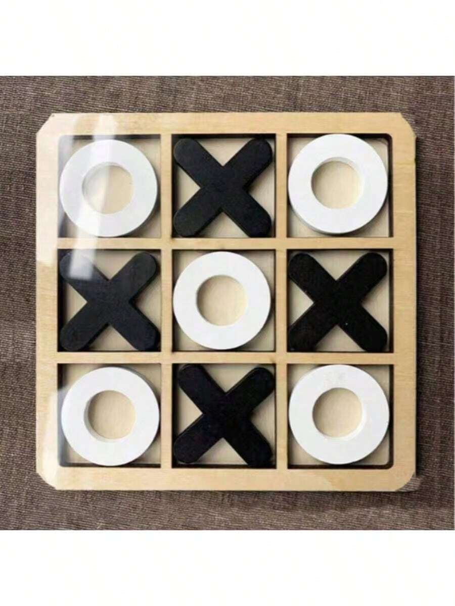 2026新款1件装木制井字棋游戏，经典XO三子连珠，双人逻辑策略游戏，生日/复活节/完美礼物 - 彩色 - 查看 1