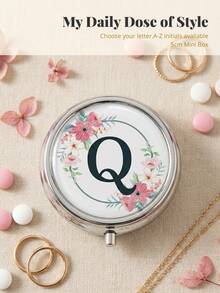 1pc 3-Compartment Portable Pill Case, Polished Metal Material, French Luxury Floral & Letter Print Round Lid Compact Pill Box, Moisture-Proof Carry-On Storage Box, Suitable For Daily Commute, Travel, Elderly, Pregnant Women, Office Workers - one-size - View 16